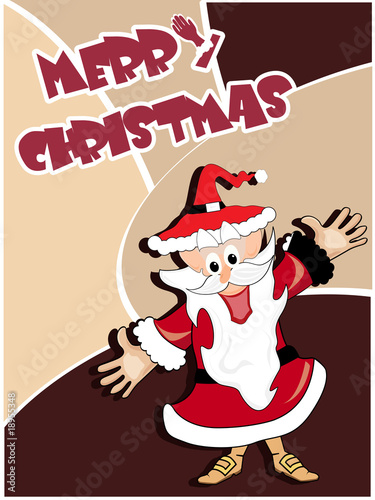 background with isolated cartoon santa claus