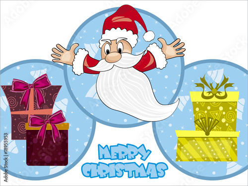christmas background with santa, gift bag