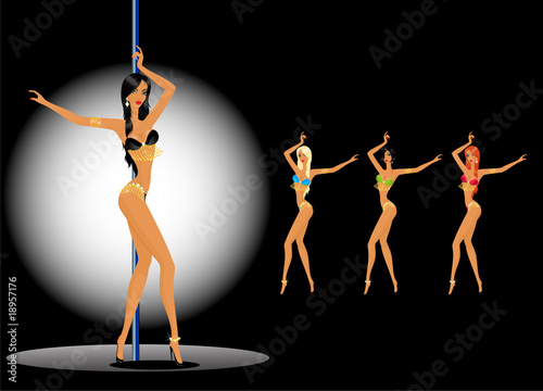 set of beautiful young women dancing a striptease photo