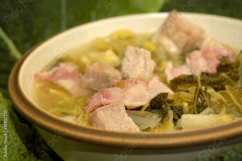 curley kale soup with organic smoked bacon