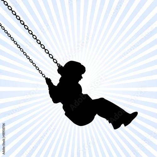 kid playing on a swing attached on chain
