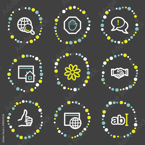 Internet communication web icons, colour dots series