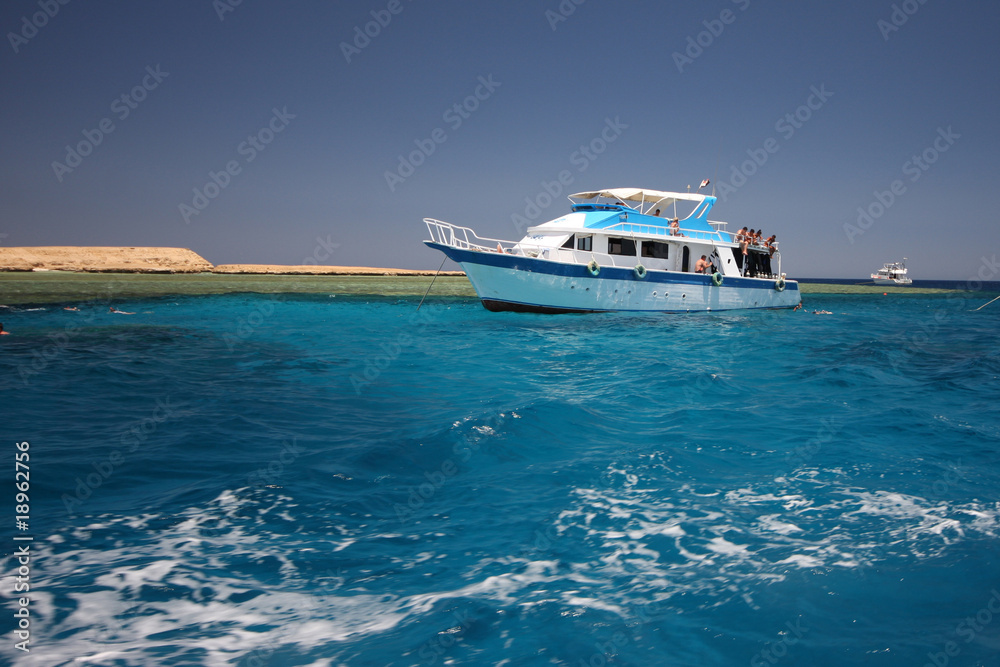 Tourist ship in the sea