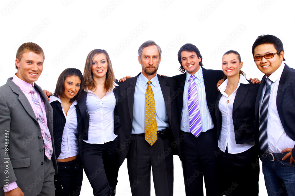 Young smiling business people. Isolated over white background. Young smiling business people. Isolated over white background.