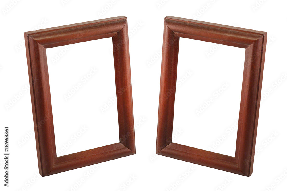 two brown wooden frame on white background two brown wooden frame on white background