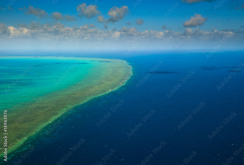 Sunny Aerial View of Arlington Reef in Great Barrier Reef