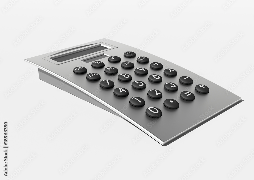 Stylish calculator (isolated 5000px 3d render of metallic calc) Stylish calculator (isolated 5000px 3d render of metallic calc)