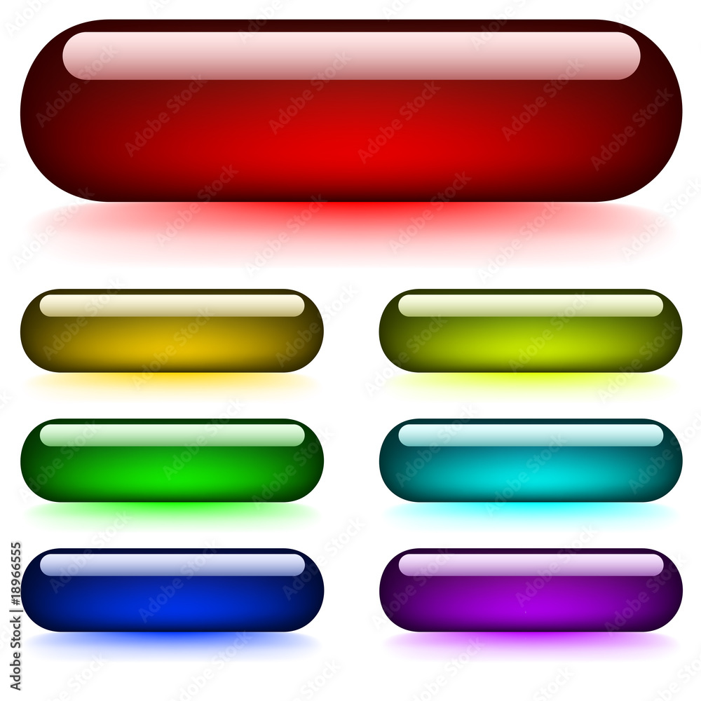Vector set of glossy glowing buttons isolated on white Vector set of glossy glowing buttons isolated on white