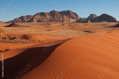Sand-dunes in Wadi-Rum desert, Jordan.
