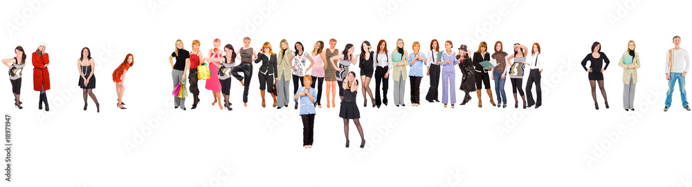 Group of people isolated over white Group of people isolated over white