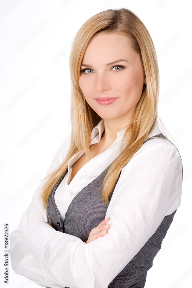 Confident young woman in business suit smiling Confident young woman in business suit smiling