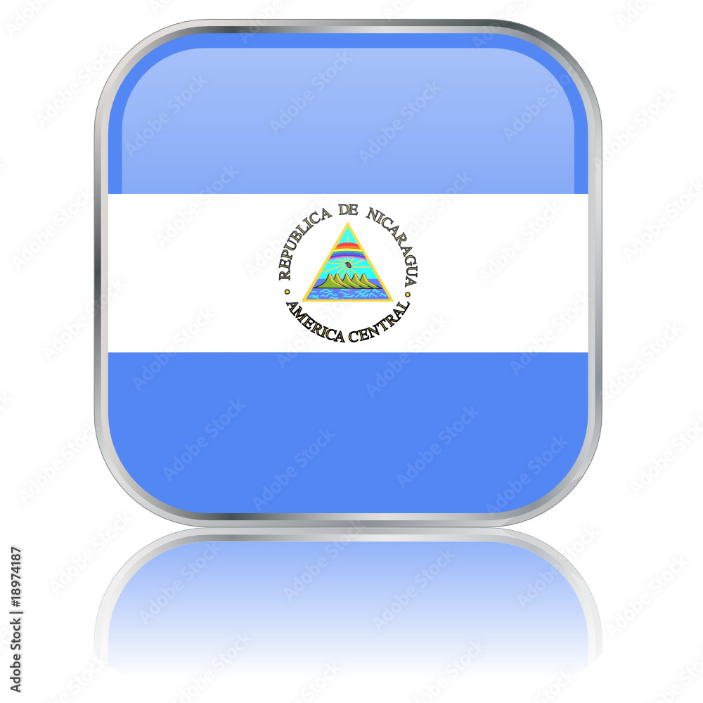 Nicaraguan Square Flag Button (Nicaragua - Vector - Reflection) Nicaraguan Square Flag Button (Nicaragua - Vector - Reflection)