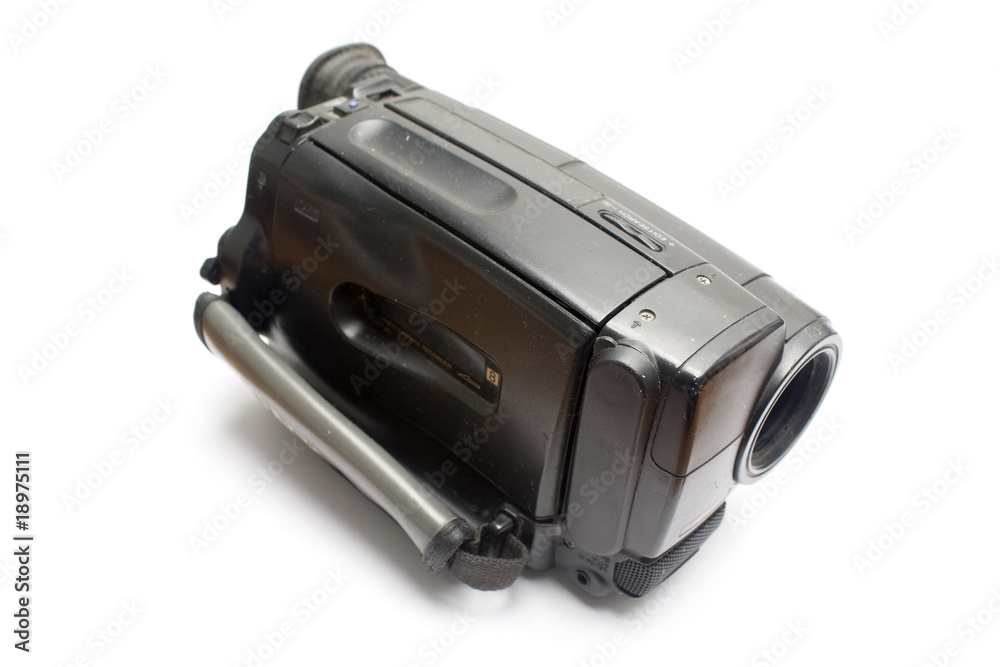 Old handy camera isolated in white background Old handy camera isolated in white background