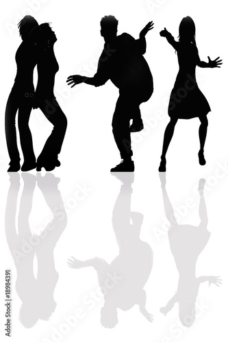 people's dancing silhouette, isolated on white background