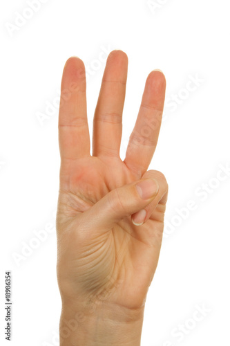 Wallpaper Mural Hand is counting number 3 over white background Torontodigital.ca