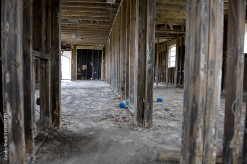Inside destructed house after Hurricane Katrina, New Orleans