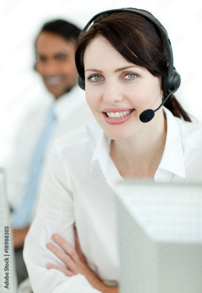 Female customer service agent at work Female customer service agent at work