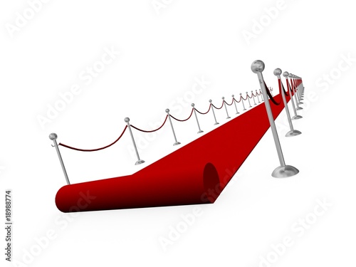 Red carpet rolling towards the camera