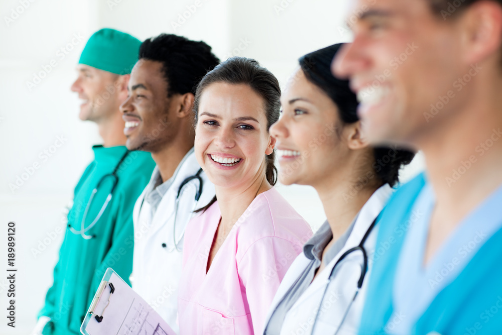International medical team standing in a line International medical team standing in a line