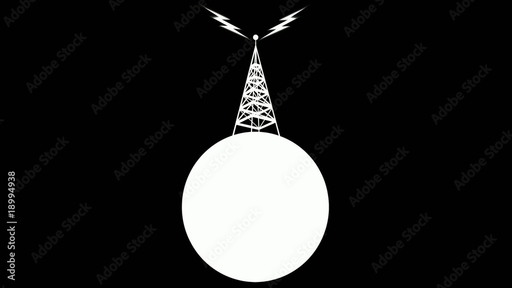 Earth Rotating with Radio Tower, Matte Included