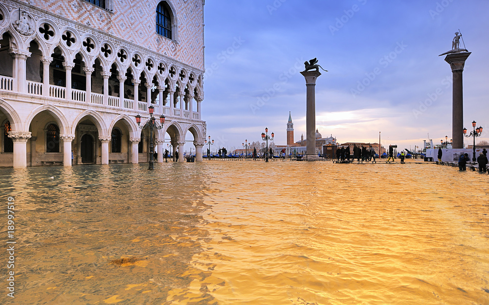 Fototapeta premium Venezia acqua alta, gondole