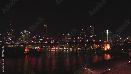 The iconic story bridge in timelapse photo