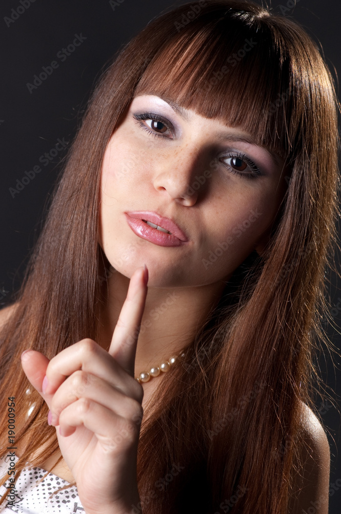 beautiful woman asks silence. beautiful woman asks silence.