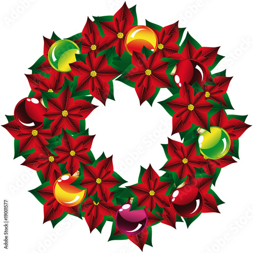 Christmas decoration with Poinsettia, isolated