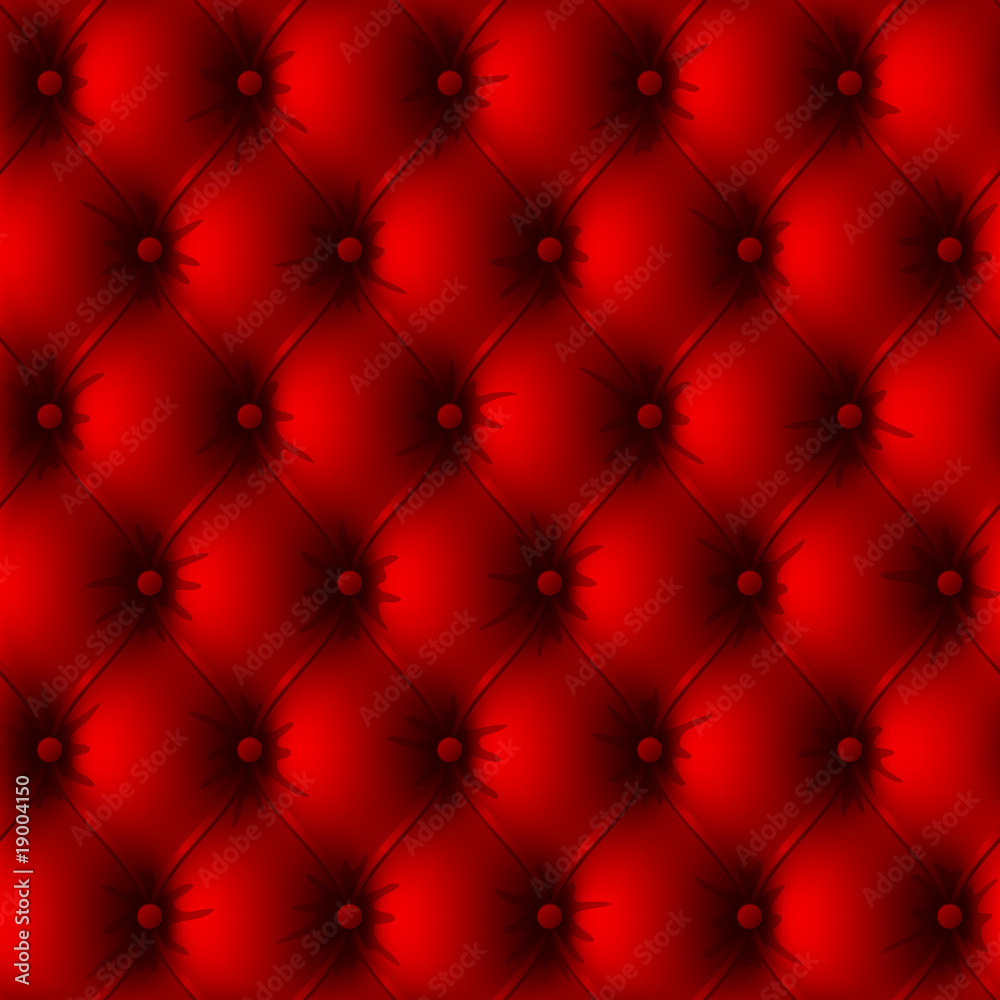 Red old leather upholstery. Seamless. Vector.