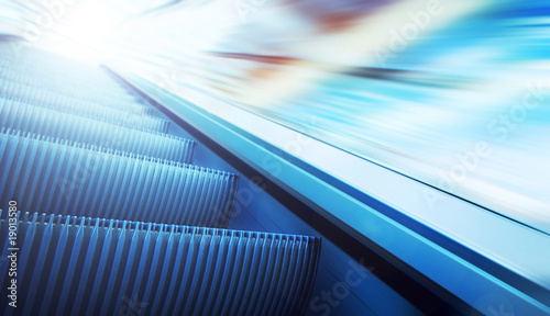 Moving escalator on the railway station
