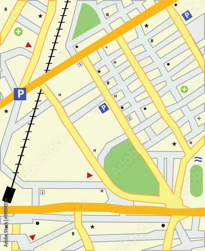 vector street map of a generic city with no name