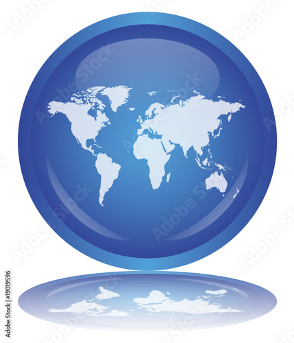 “World Map” Button - Bouton “Monde” (International - Vector)