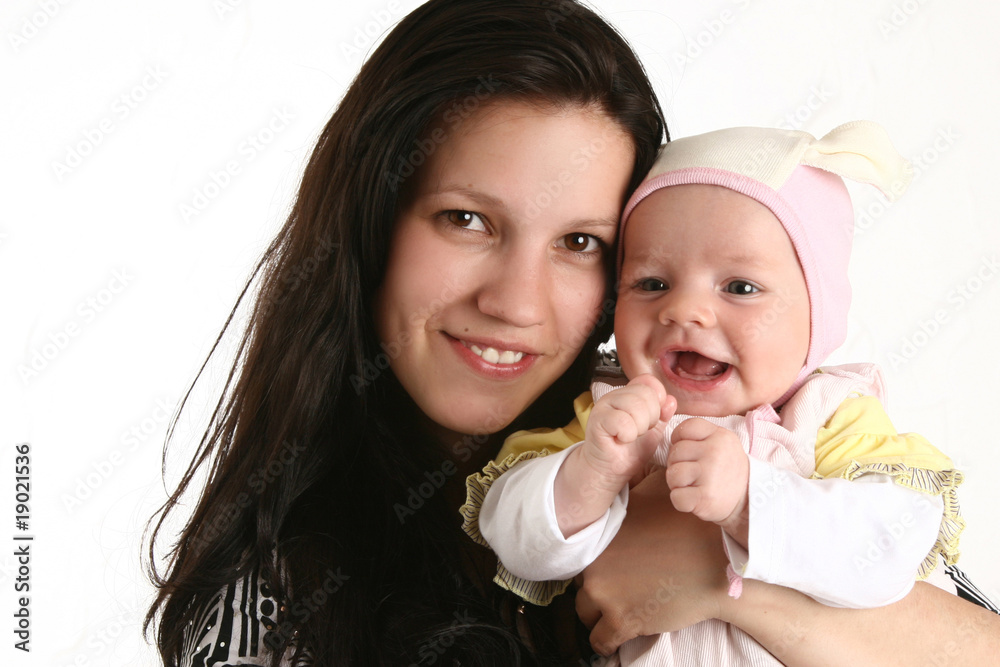 Happy mom and daughter