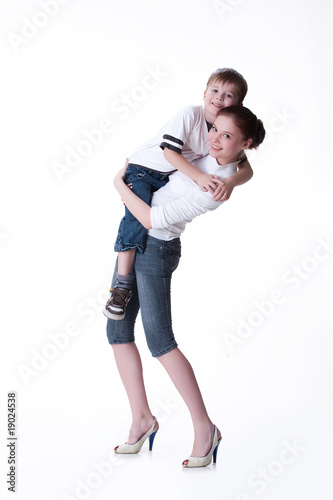 Young Woman And Little Boy