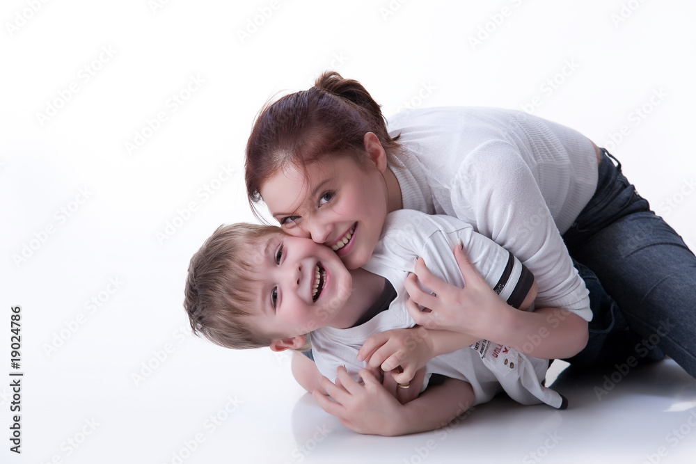 Young Woman And Little Boy Young Woman And Little Boy