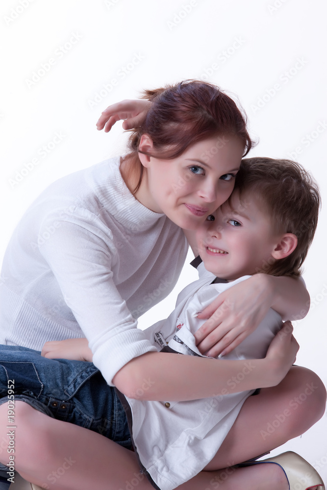 Young Woman And Little Boy