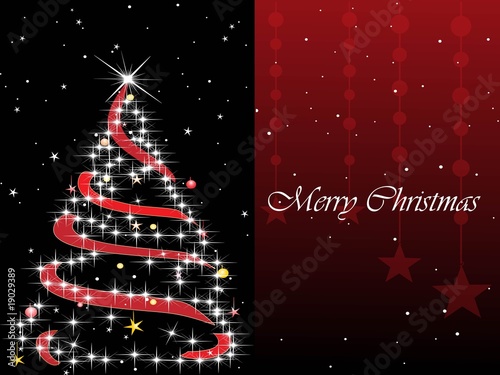 halftone background with decorated xmas tree