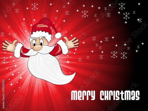 rays background with hanging santa claus
