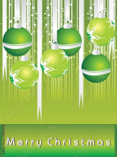 greem merry xmas background with hanging ball
