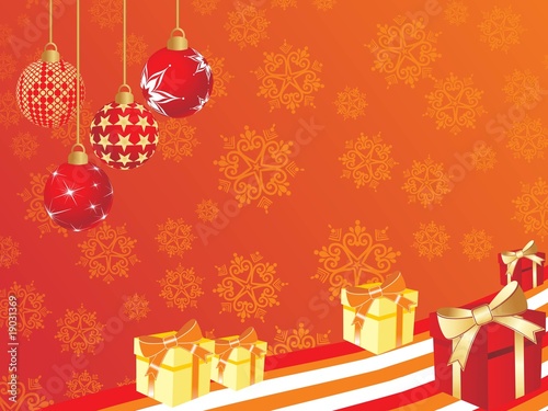 bloom pattern background with hanging bulb, gift