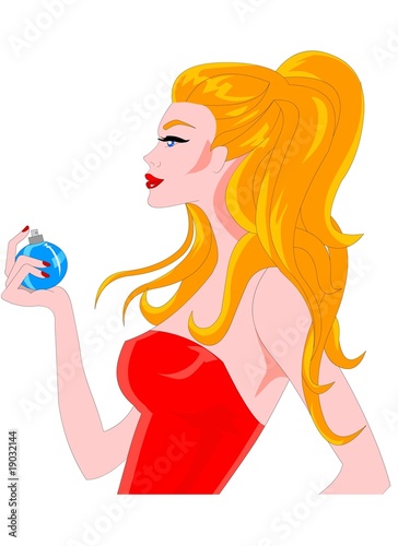 Beautiful Woman Spraying Perfume