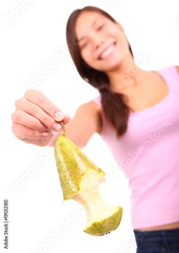 Woman holding pear