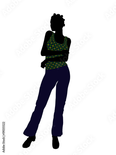 African American Casual Woman Illustration Silhouette