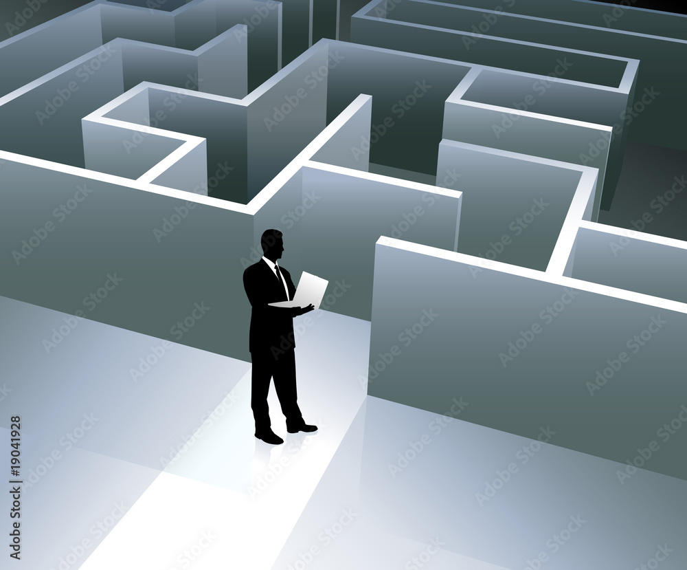 Businessman internet background with maze Businessman internet background with maze
