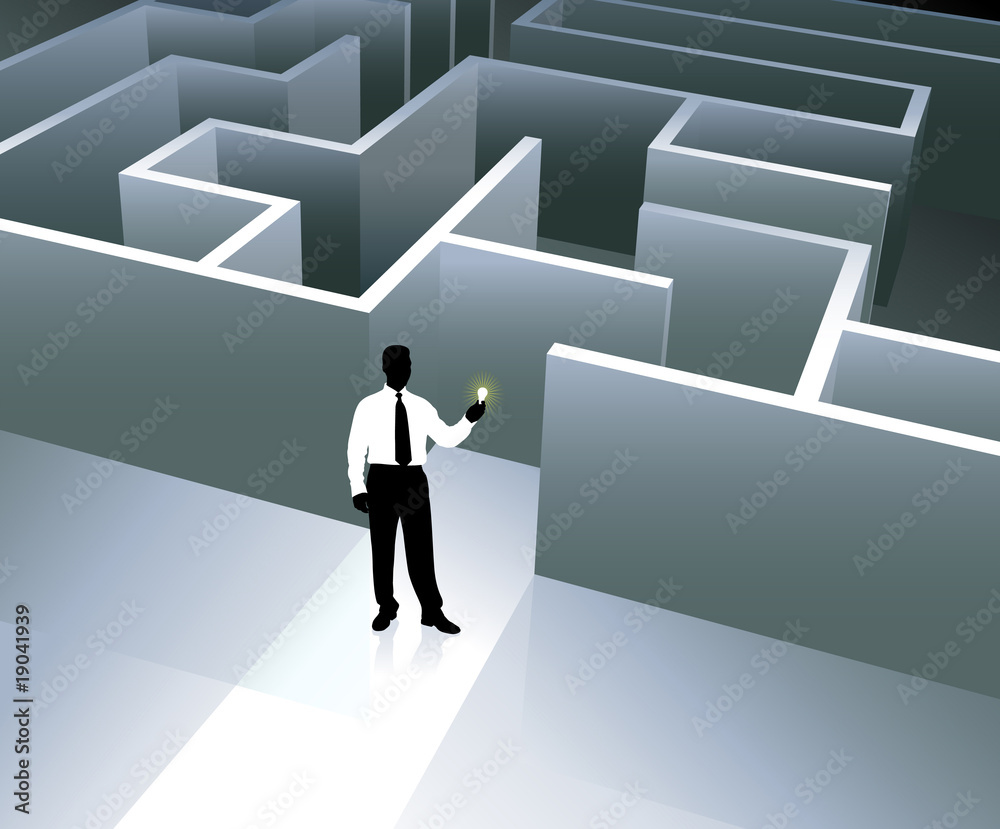 Businessman internet background with maze Businessman internet background with maze