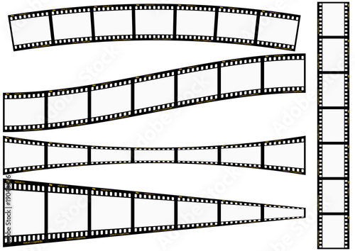 Negative strip in different angles isolated over white