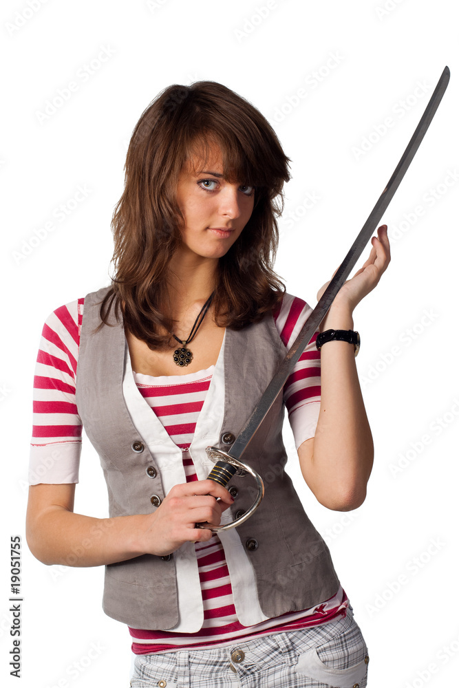 Young pretty women with rare sword Young pretty women with rare sword
