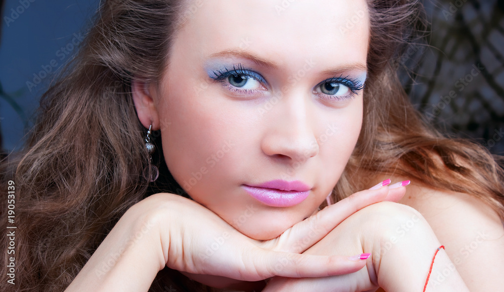 Portrait of a sensual brunette with blue eyes Portrait of a sensual brunette with blue eyes
