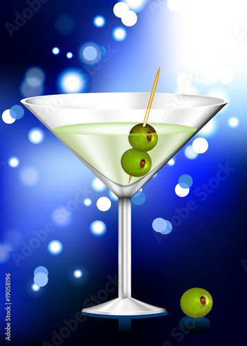 martini glass with olives abstract internet background