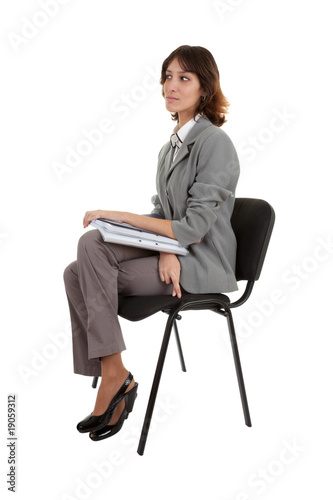 young girl in office clouses